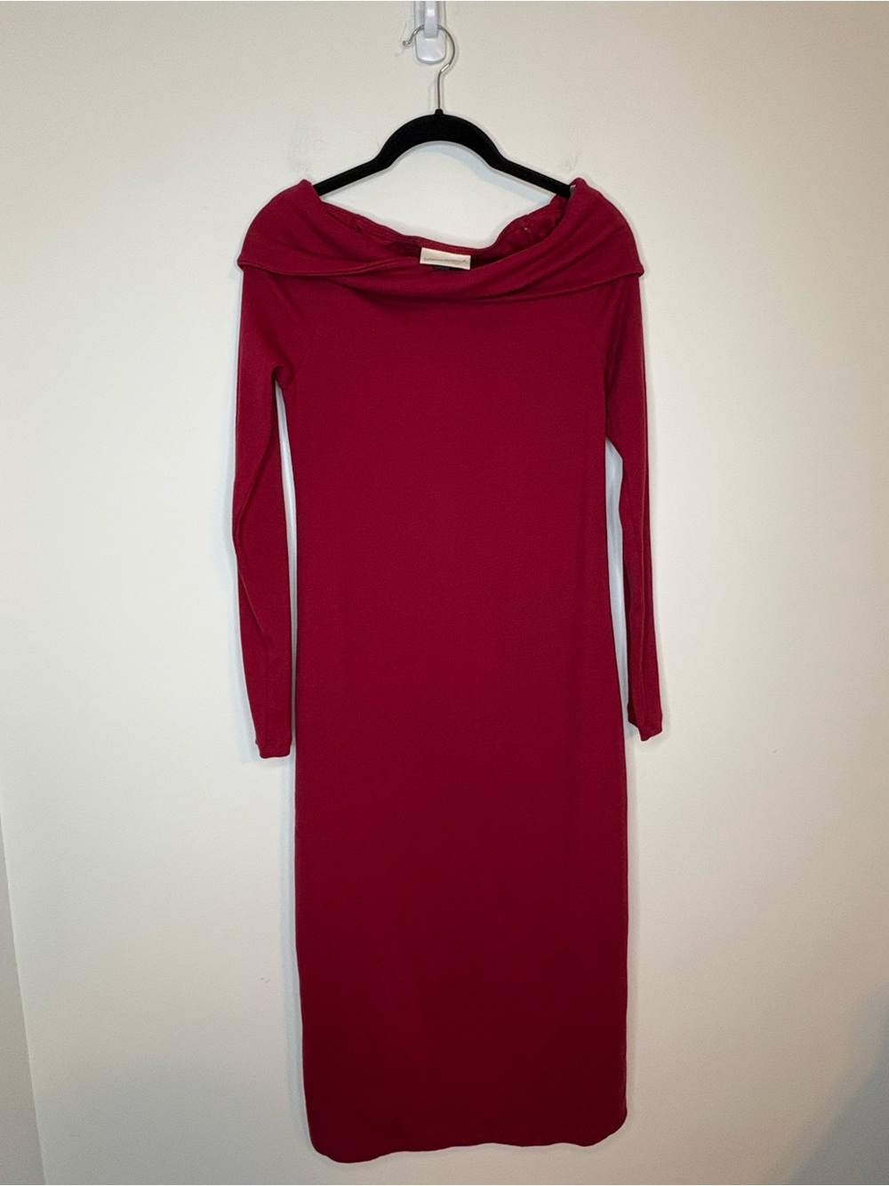 Universal ThreadOff-Shoulder Long Sleeve Sweater Midi Dress in Ruby Red Size M